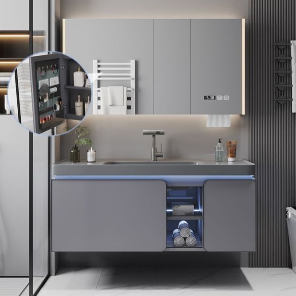 Modern Design Aluminum Bathroom Cabinet Floating Vanity MP BC 10145 Bathroom Cabinet with LED Mirror Cabinet Double Sinks Modern Design Aluminum Bathroom Cabinet Floating Vanity