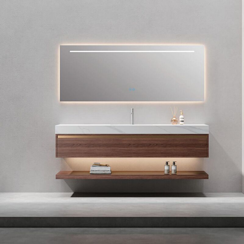 Walnut Solid Wood Wall Mounted Smart Mirror Cabinet MP RM2677 Walnut Solid Wood Wall Mounted Smart Mirror Cabinet Walnut Solid Wood Wall Mounted Smart Mirror Cabinet