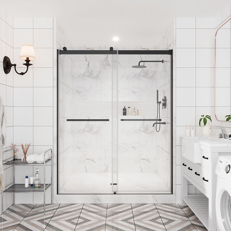 Black Frameless Glass America Sliding Shower Door MP SD1014 Black Frameless Glass America Sliding Shower Door Black Frameless Glass America Sliding Shower Door