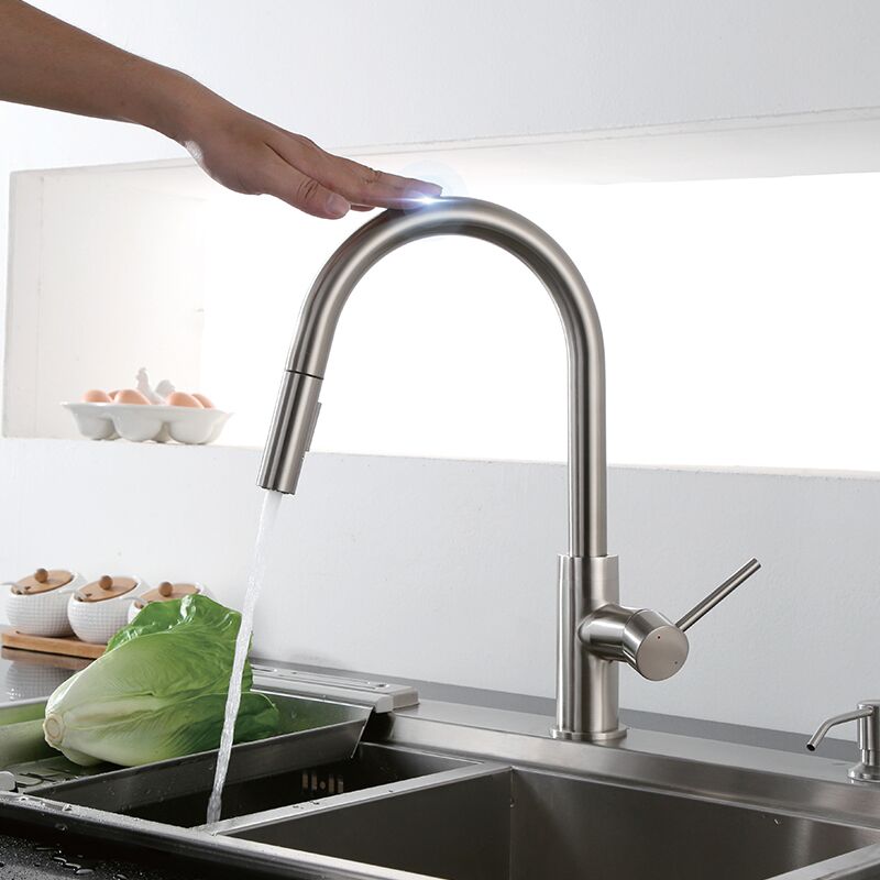 cUPC certified non-contact single handle pull-down kitchen faucet with sprayer Manufacturing ISO 9001 certified black touch sensor faucet cUPC certified non-contact single handle pull-down kitchen faucet with sprayer