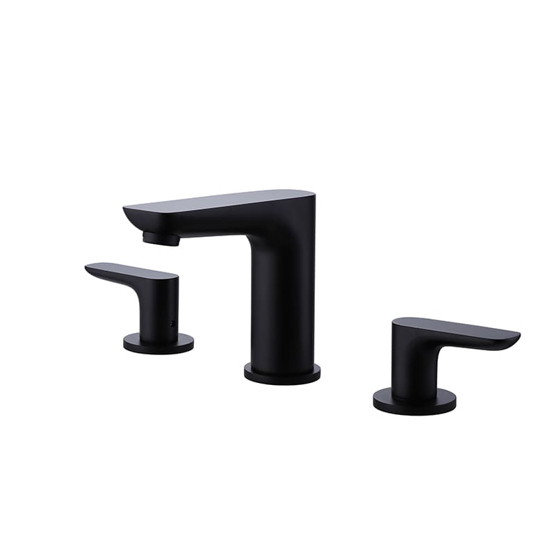 China Faucet Factory Matt Black 2 Handle Brass Bathroom Sink Faucet Mounted 3 Hole Desk basin faucets Matt Black 2 Handle Brass Bathroom Sink Faucet Mounted 3 Hole Desk basin faucets 1 Torneira chinesa de fábrica preta fosca com 2 alças de latão para pia de banheiro montada com 3 furos torneiras para bacia de mesa