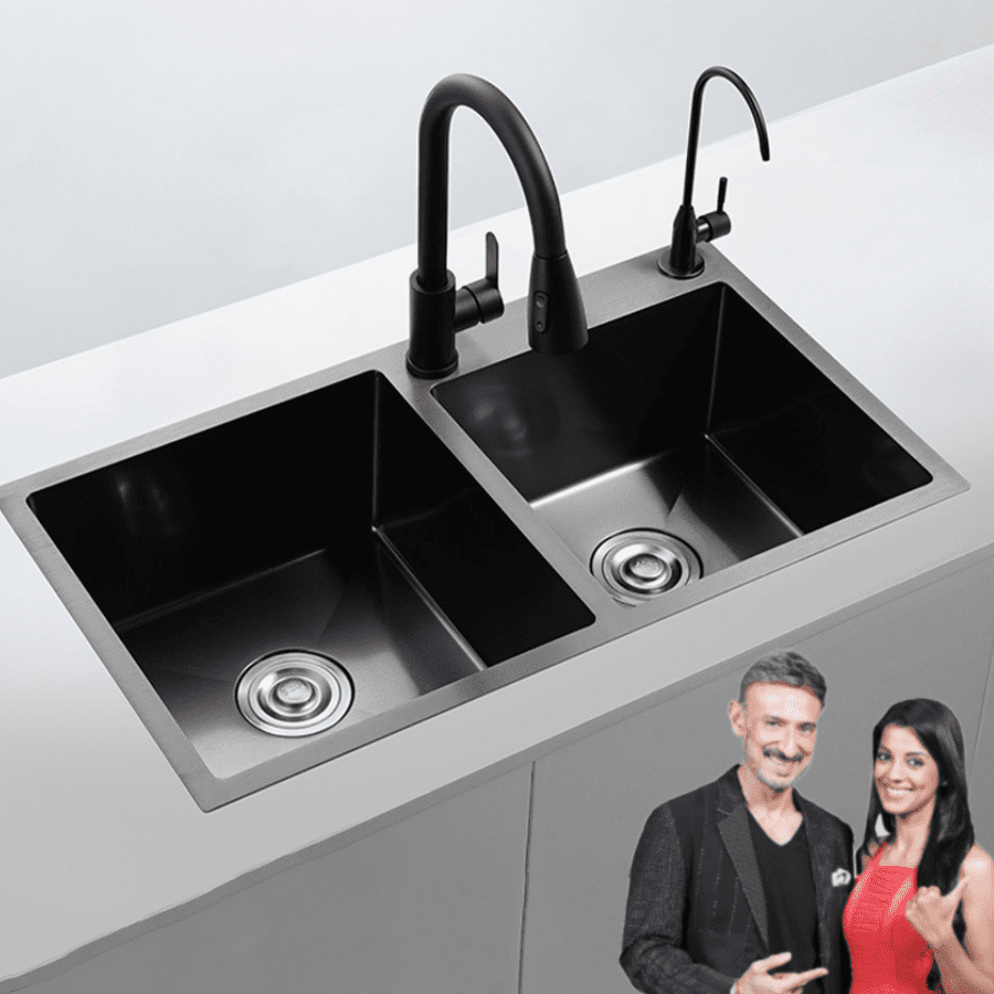 Modern 304 Stainless Steel Utility Double Bowl Kitchen Sink Handmade Square Nano Surface Treatment Undermount Two Ceramic Modern 304 Stainless Steel Utility Double Bowl Modern 304 Stainless Steel Utility Double Bowl Kitchen Sink Handmade Square Nano Surface Treatment Undermount Two Ceramic