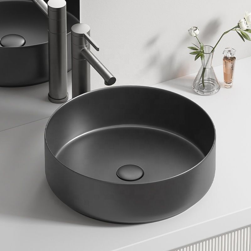 Modern Light Luxury Round Ceramic Hand Washing Sink Customized White Black Matte Lavatory Bathroom Basin Modern Light Luxury Round Ceramic Hand Modern Light Luxury Round Ceramic Hand Washing Sink Customized White Black Matte Lavatory Bathroom Basin