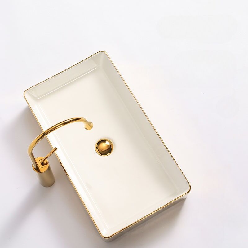 Modern Luxury Above Counter Hand Wash Basin Plated Rectangular Ceramic Gold Color Bathroom Sinks Modern Luxury Above Counter Hand Wash Modern Luxury Above Counter Hand Wash Basin Plated Rectangular Ceramic Gold Color Bathroom Sinks