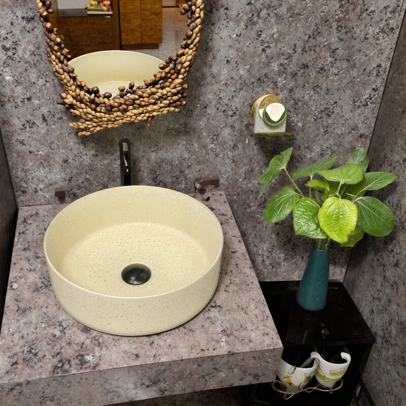 Round Marble Art Basin Single Vanity Sink with Counter Top for Hotel Bathroom Hand Washing for Washroom Use Bath Sink Modern Round Marble Art Basin Single Round Marble Art Basin Single Vanity Sink with Counter Top for Hotel Bathroom Hand Washing for Washroom Use Bath Sink