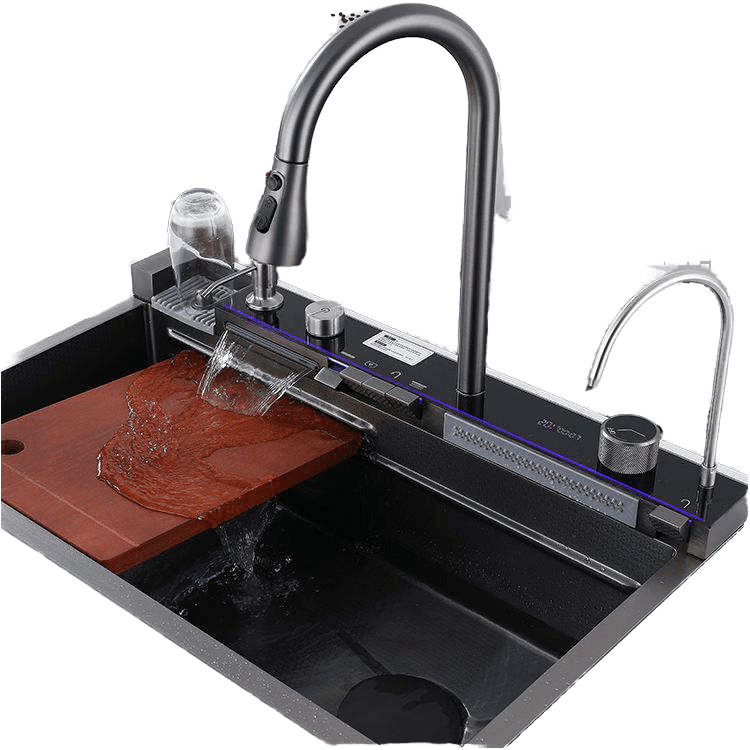 Modern Single Bowl Undermount Smart Sink 304 Stainless Steel PVD Coating Rust-Resistant & Waterproof Rectangular Shape Modern Single Bowl Undermount Smart Sink Modern Single Bowl Undermount Smart Sink 304 Stainless Steel PVD Coating Rust-Resistant & Waterproof Rectangular Shape
