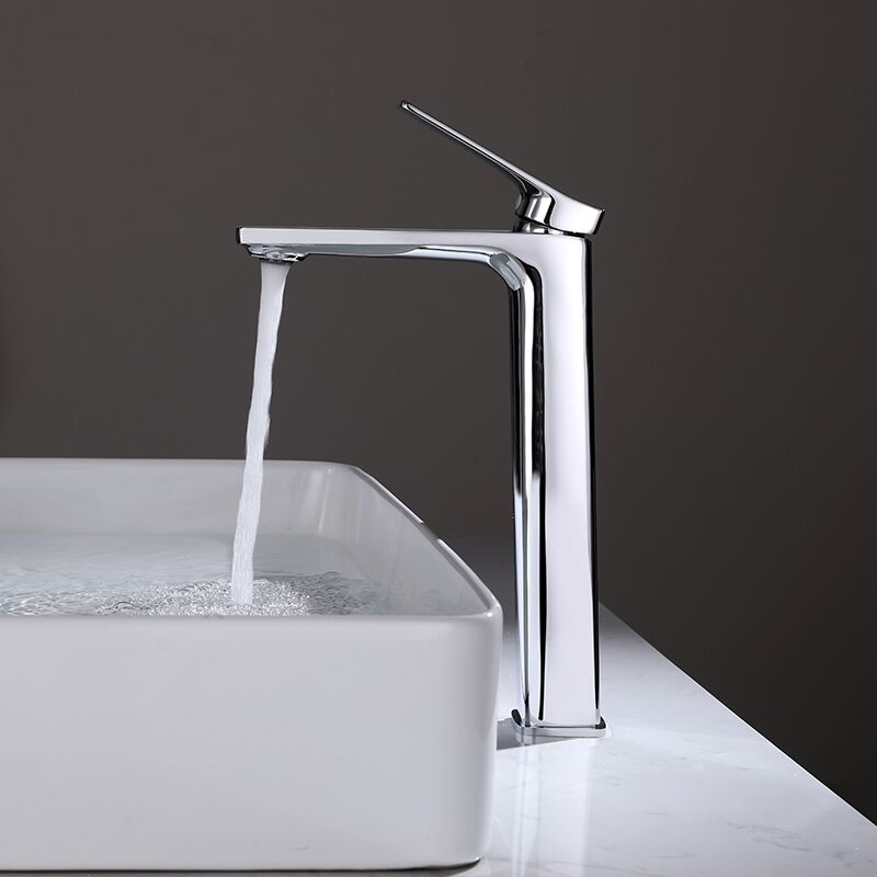 High style chrome-plated bathroom sink faucet brass healthy bathroom basin faucet Modern luxury high quality hot and cold ceramic high foot wash brass single handle bathroom sink basin 304 stainless steel faucet 1 High style chrome-plated bathroom sink faucet brass healthy bathroom basin faucet
