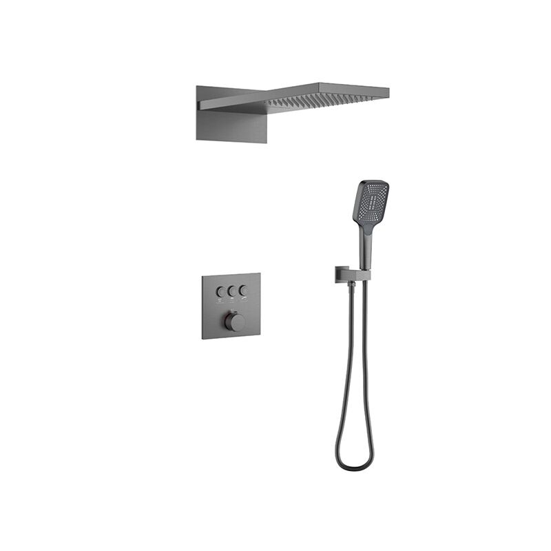 New Design Gun Gray Bathroom Wall-Mounted Button Brass Shower Faucet New Design Gun Gray Bathroom Wall Mounted Button Brass Shower Faucet Grifo de ducha de latón con botón para baño, montado en la pared, de nuevo diseño, en color gris pistola