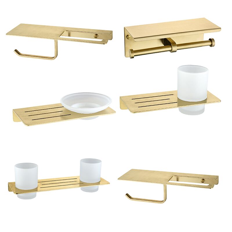 Brushed gold sanitary ware 8-piece hardware set bathroom bathtub toilet accessories New design bath hardware hotel bathroom accessories set Brushed gold sanitary ware 8-piece hardware set bathroom bathtub toilet accessories