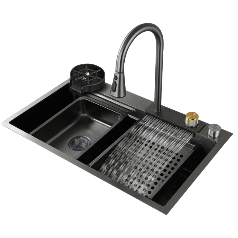 Kitchen Sink Stainless Steel 304 Single Bowl Waterfall Kitchen Sink OSONOE Kitchen Sink Stainless Steel 304 Kitchen Sink Stainless Steel 304 Single Bowl Waterfall Kitchen Sink