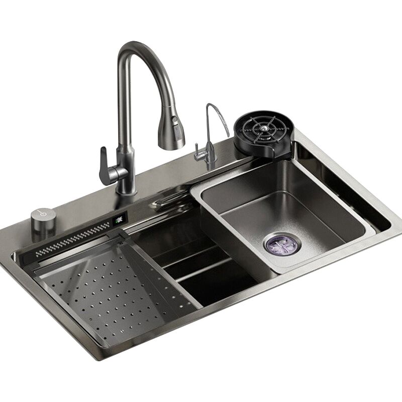 Single Bowl Handmade Digital Display Faucet Waterfall Bottom Black Kitchen Sink Single Bowl Handmade Digital Display Faucet Waterfall Single Bowl Handmade Digital Display Faucet Waterfall Bottom Black Kitchen Sink