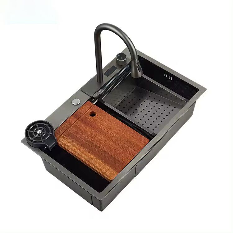 Smart Kitchen Sink 304 Stainless Steel Single Bowl with LED Display Faucet Touch Control Durable 18 Gauge Undermount Sink Smart Kitchen Sink 304 Stainless Steel Single Smart Kitchen Sink 304 Stainless Steel Single Bowl with LED Display Faucet Touch Control Durable 18 Gauge Undermount Sink