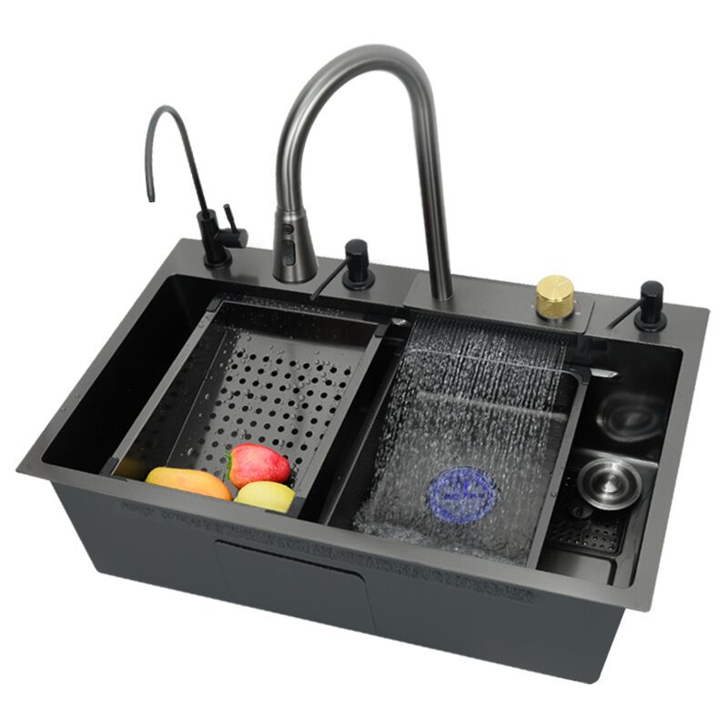 Thickened Fei Yu Waterfall One-piece Pull-out Faucet Handmade Sink Kitchen Washbasin Thickened Fei Yu Waterfall One piece Pull Thickened Fei Yu Waterfall One-piece Pull-out Faucet Handmade Sink Kitchen Washbasin