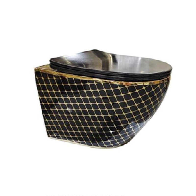 China Sanitary Ware Manufacturer Luxury Bathroom Toilet Water Closet Hanging Black Gold Wall Hung Toilet Water Closet Hanging Black Gold Wall Hung Toilet China Sanitary Ware Manufacturer Luxury Bathroom Toilet Water Closet Hanging Black Gold Wall Hung Toilet