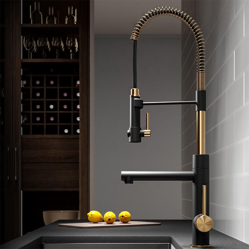 Modern Kitchen Single Handle Flexible Brass Commercial Spring Pull-Out Spout Kitchen Sink Faucet spring kitchen faucet chromed brass multi-function water saving faucet