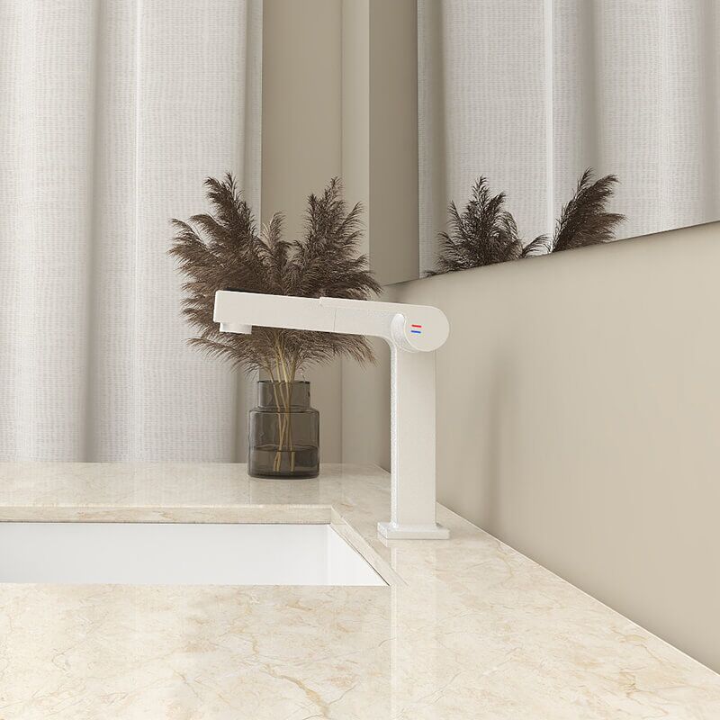 Modern Basin Faucet Single Handle Sanitary Ware Brushed Gold Bathroom Hot And Cold Faucet washbasin faucet white paint bathroom basin faucet